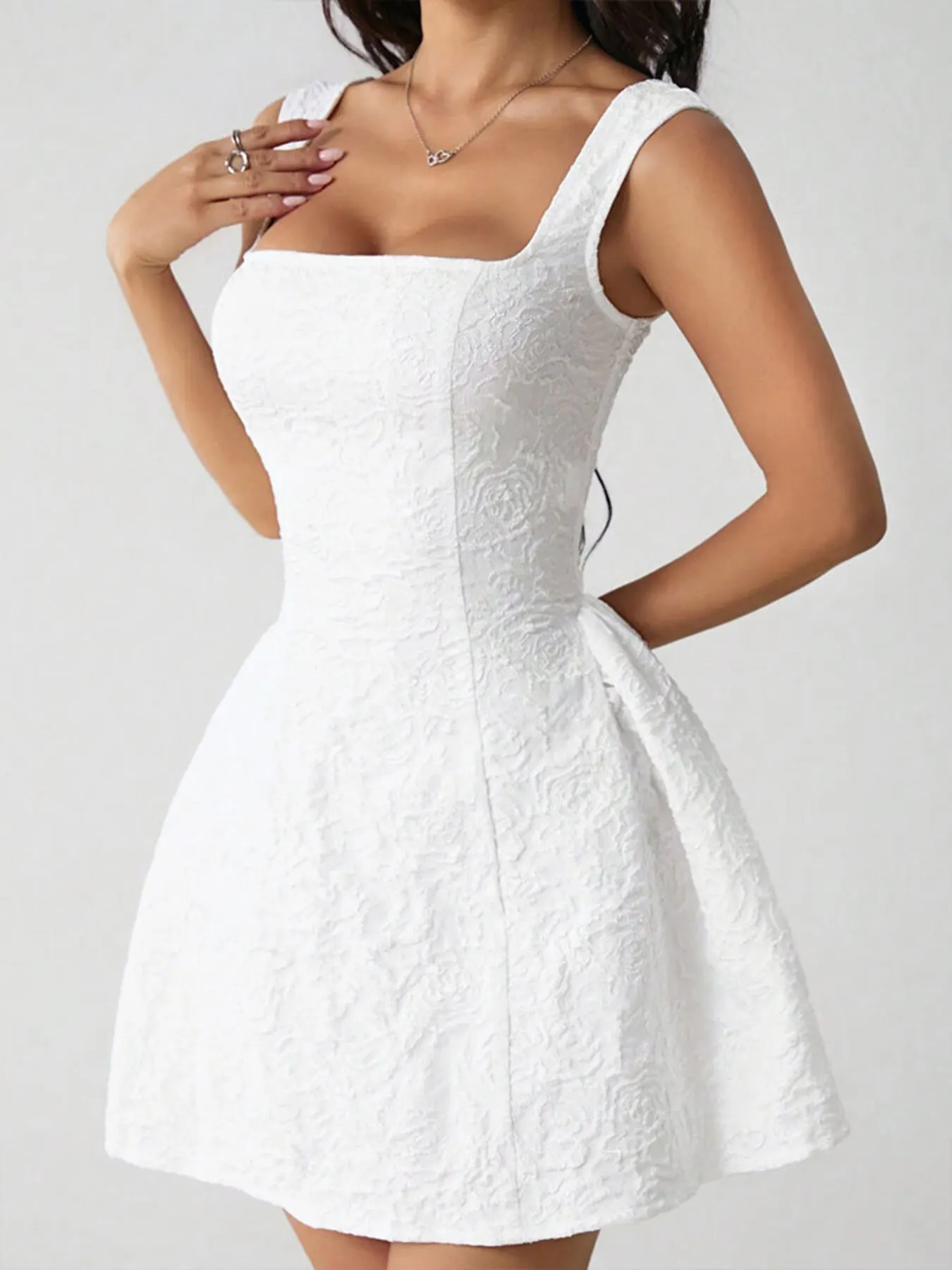 Textured Square Neck Mini Dress 4
