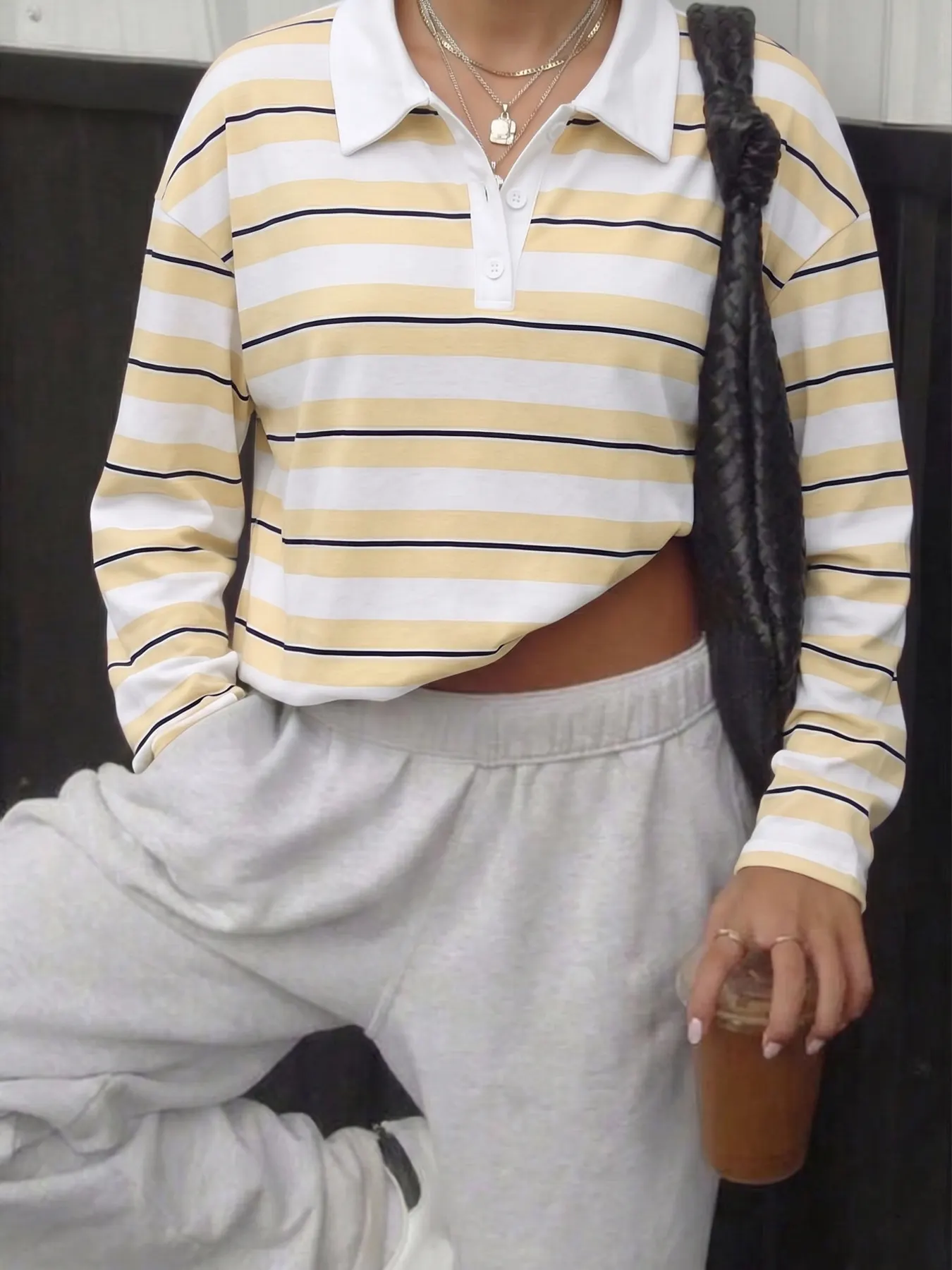 Striped Long Sleeve Polo Top 3