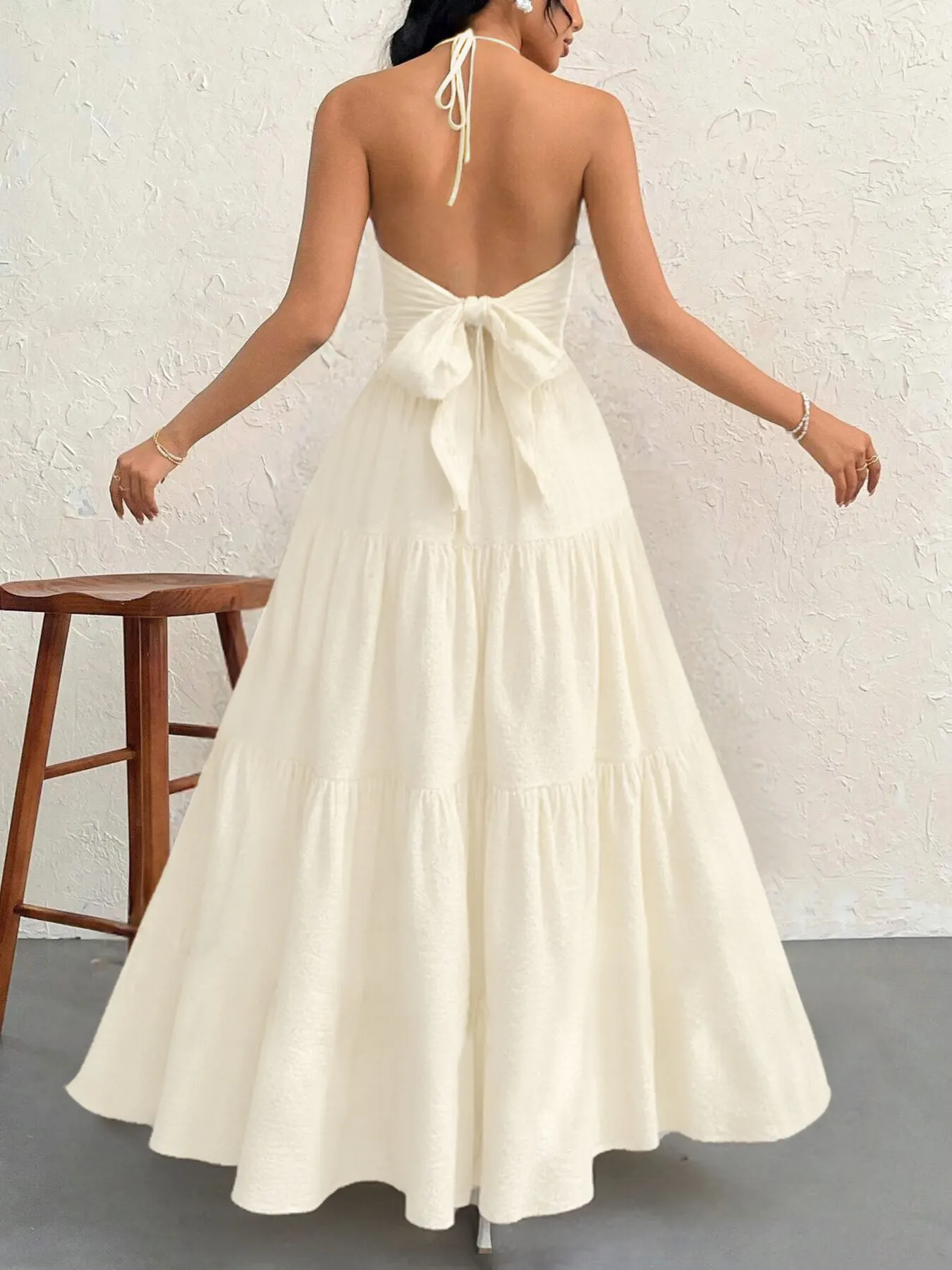 Halter Neck Tiered Maxi Dress 2