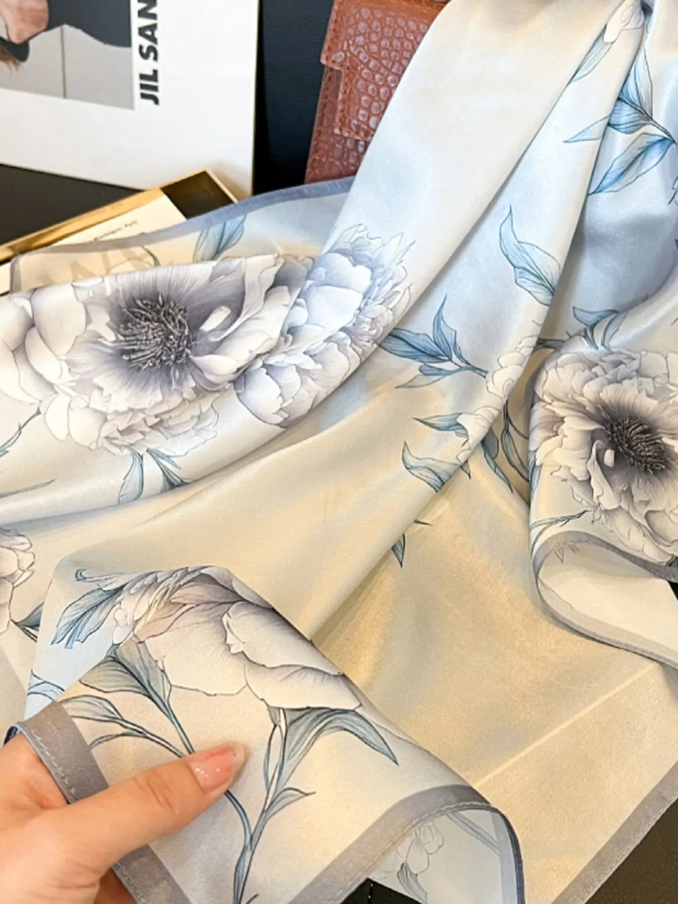 Floral Print Silk Square Scarf 4