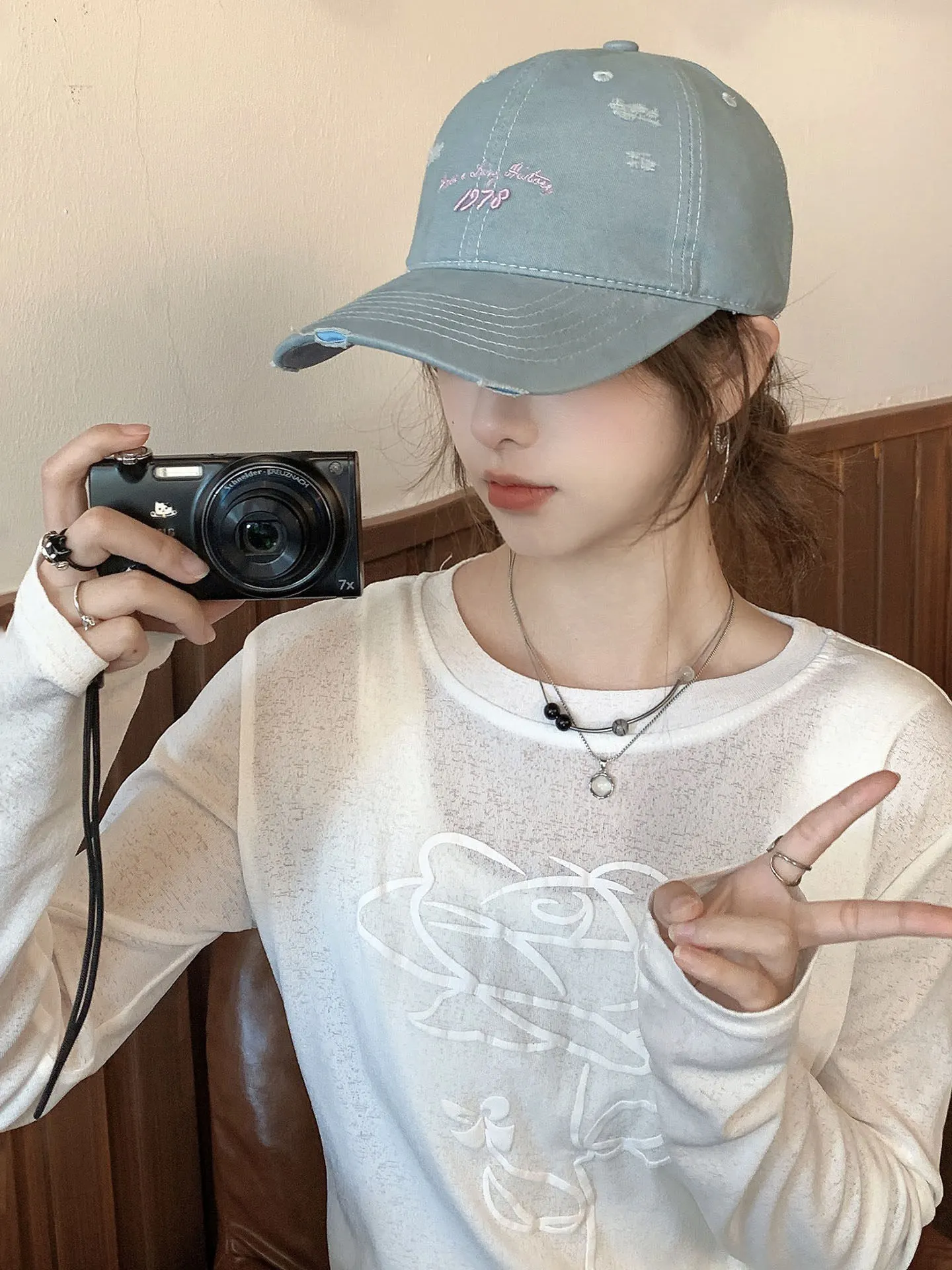 Embroidered Distressed Baseball Cap