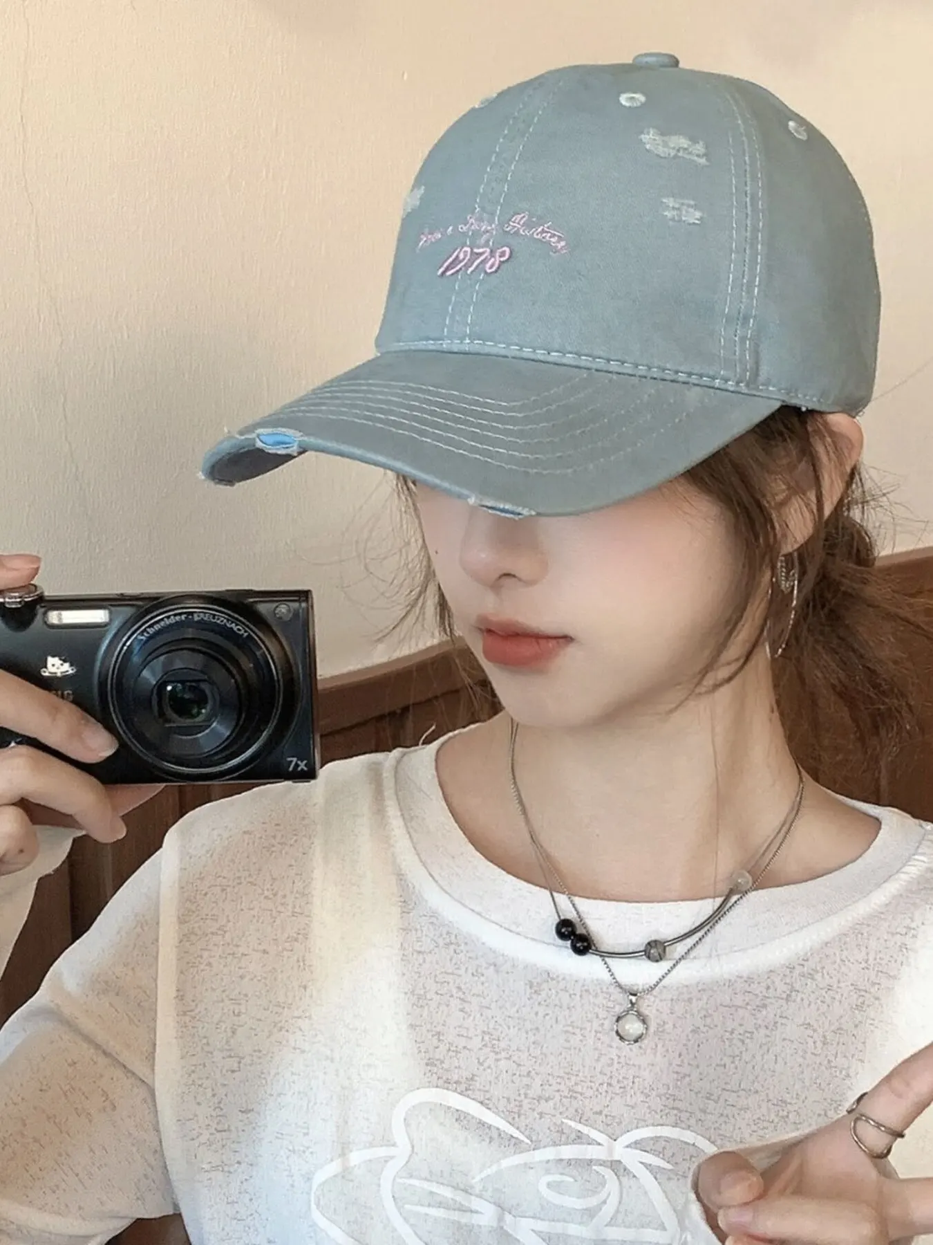 Embroidered Distressed Baseball Cap 3