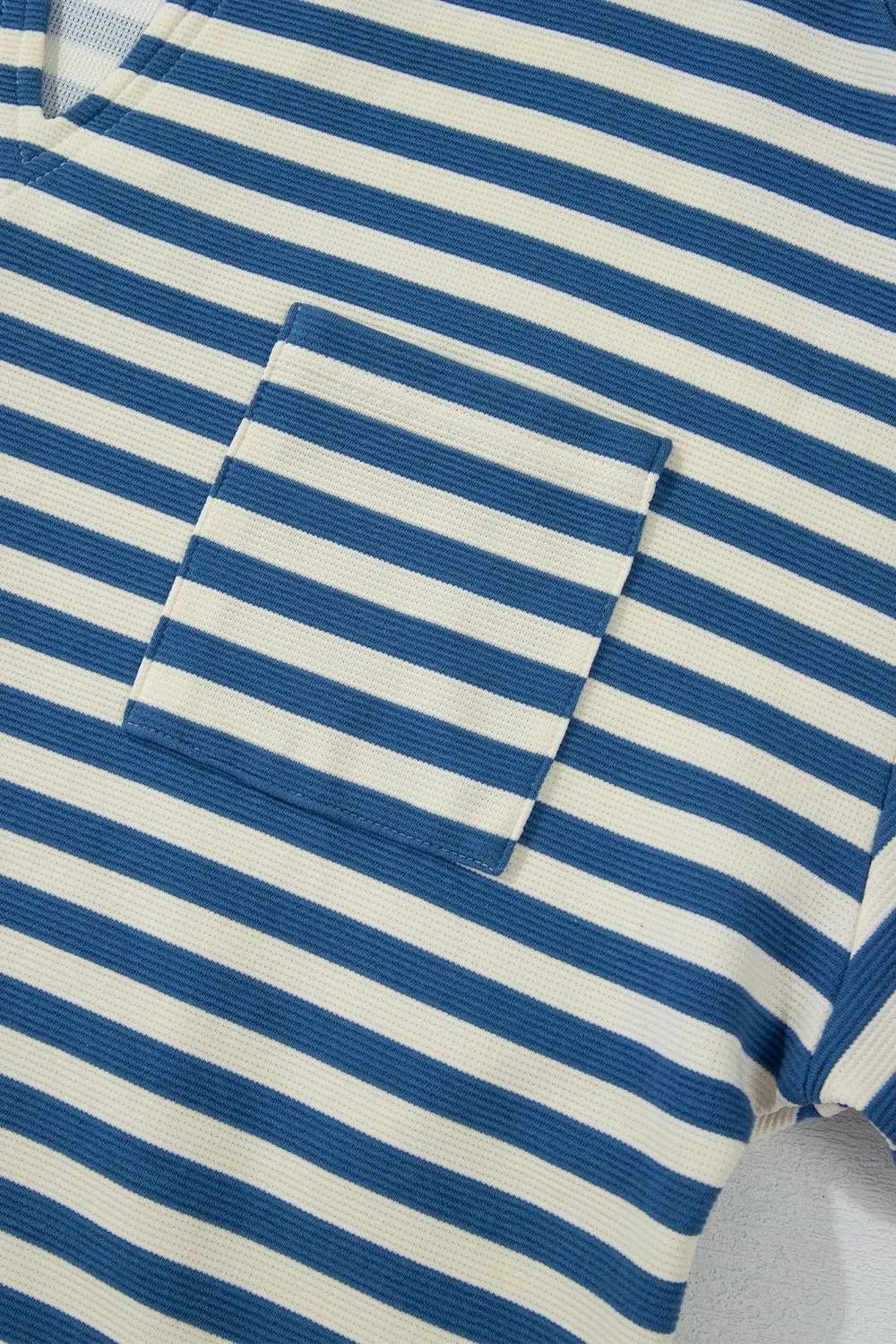 Stripe Chest Pocket Notched Top 8