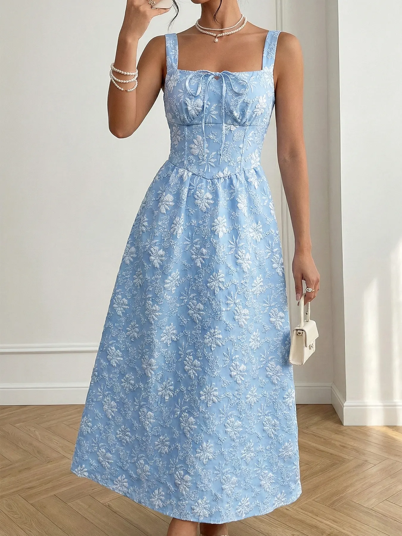 Floral Tie-Front A-Line Midi Dress 3