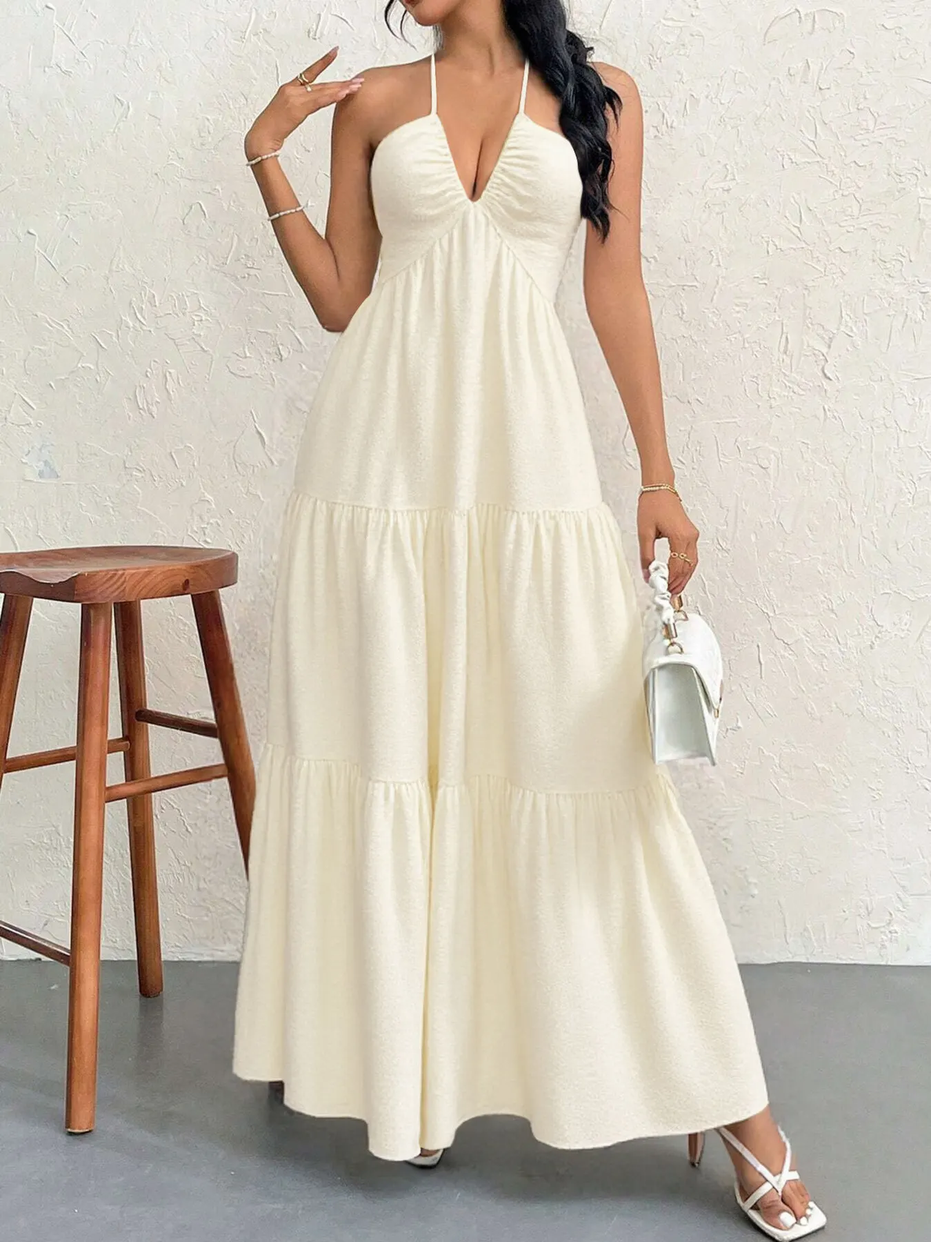 Halter Neck Tiered Maxi Dress 5