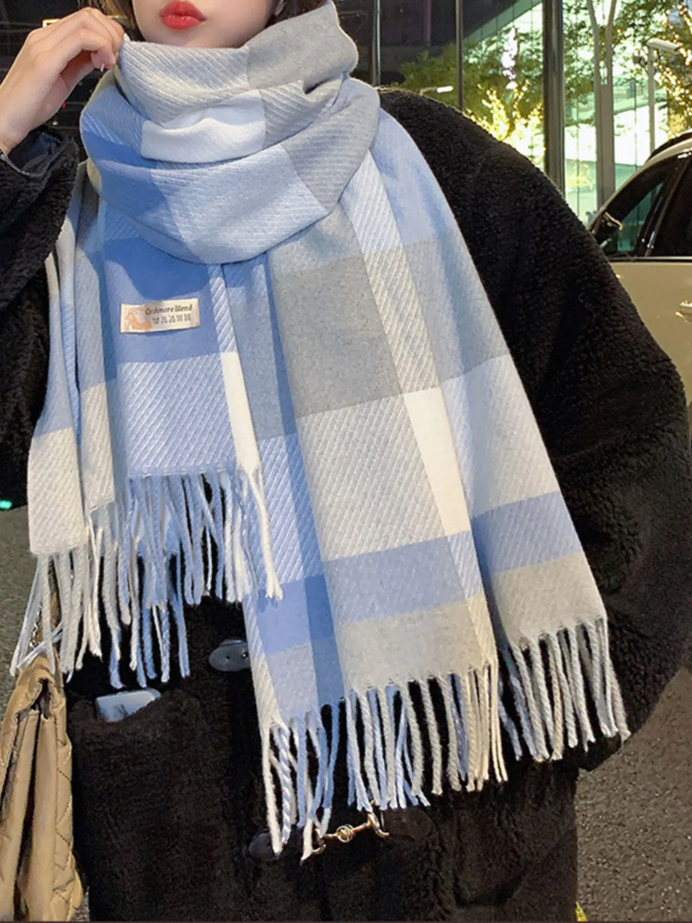 Fringe Plaid Scarf 4