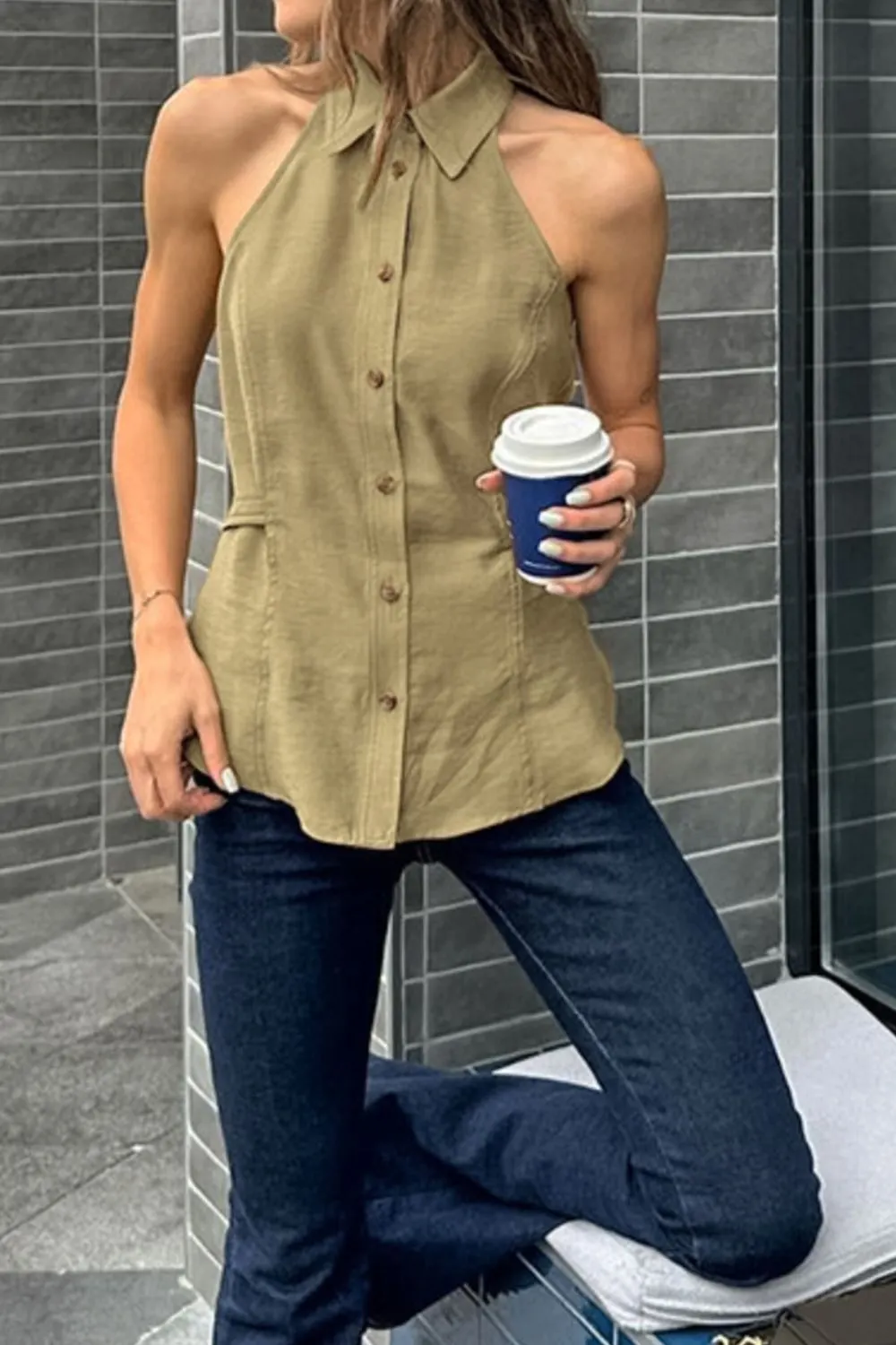 Button-Down Sleeveless Top 3