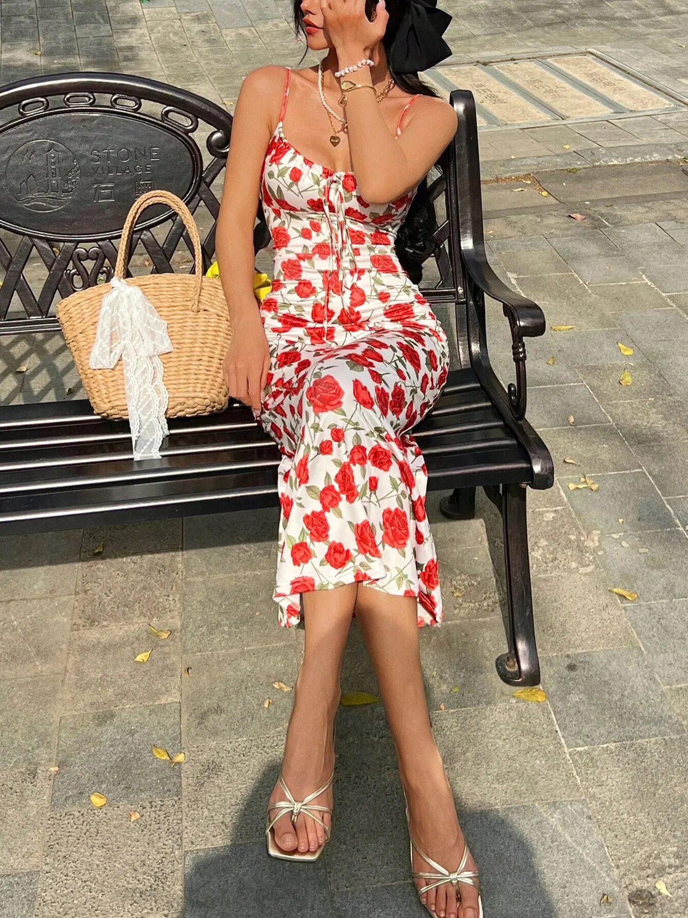 Floral Print Tie-Front Midi Dress 3