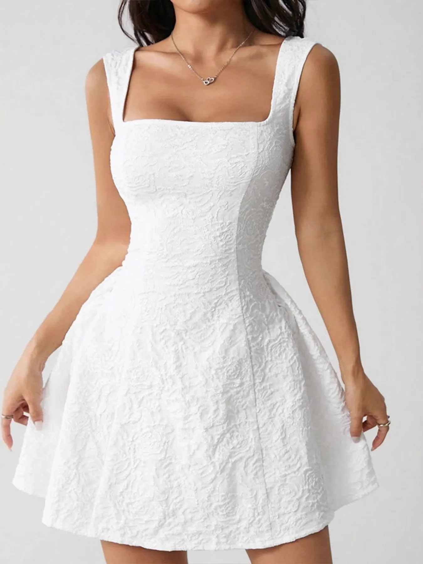 Textured Square Neck Mini Dress 2