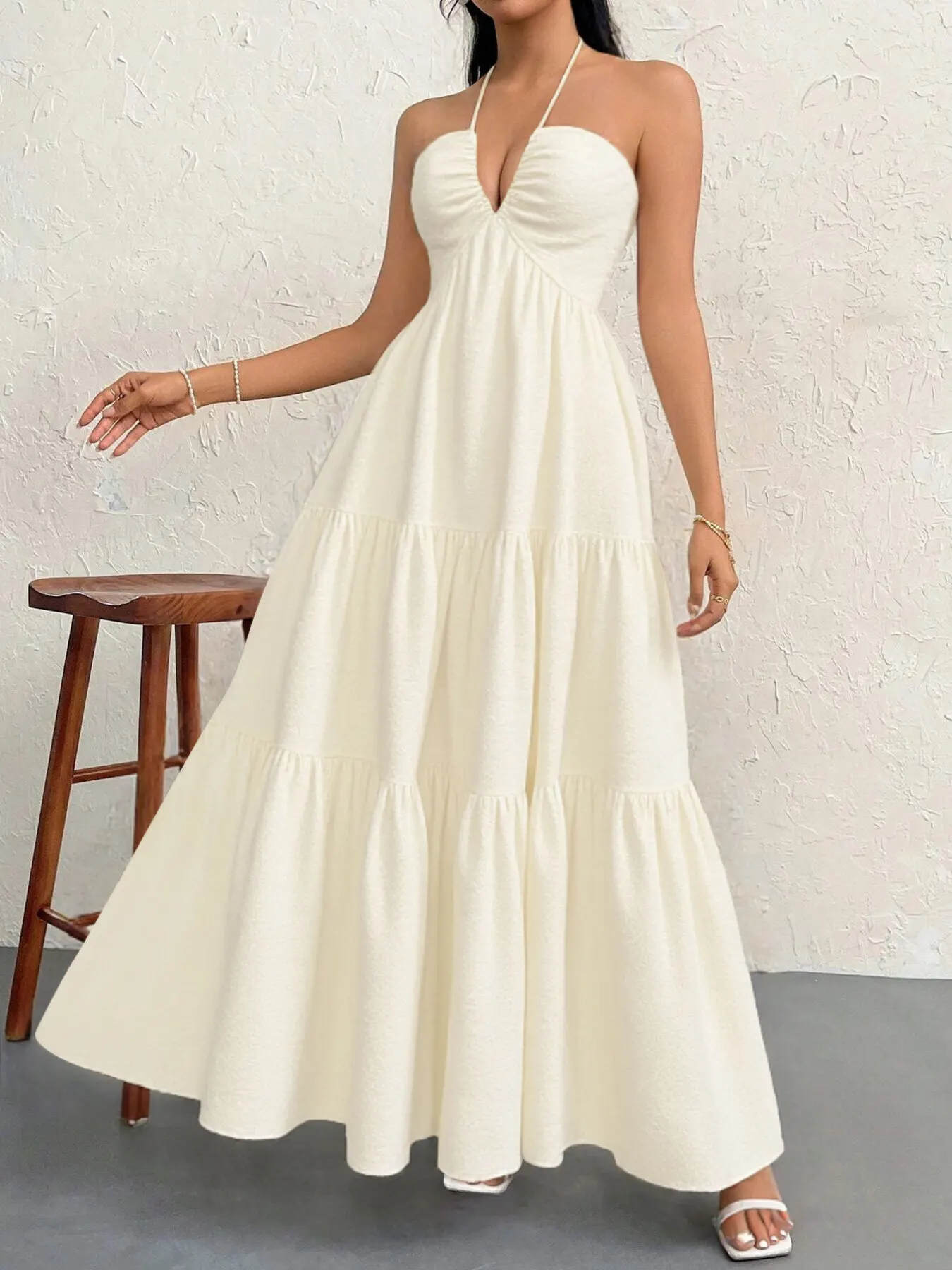 Halter Neck Tiered Maxi Dress 4