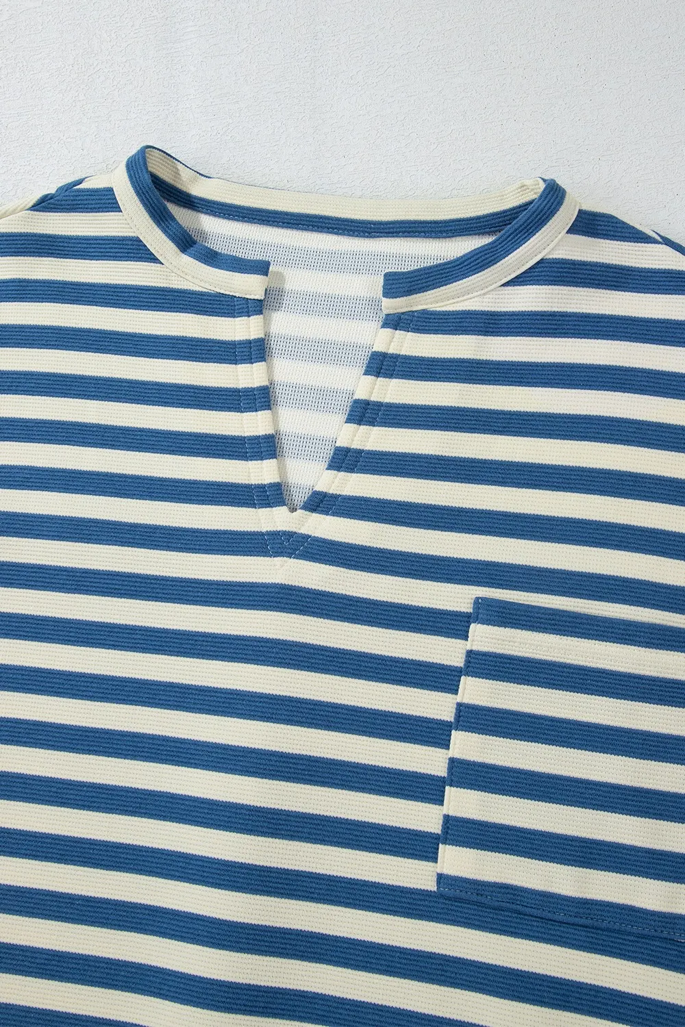 Stripe Chest Pocket Notched Top 7