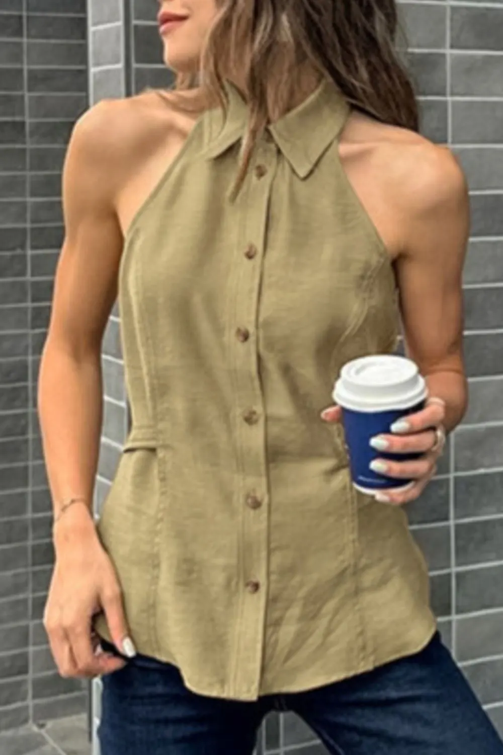 Button-Down Sleeveless Top 2