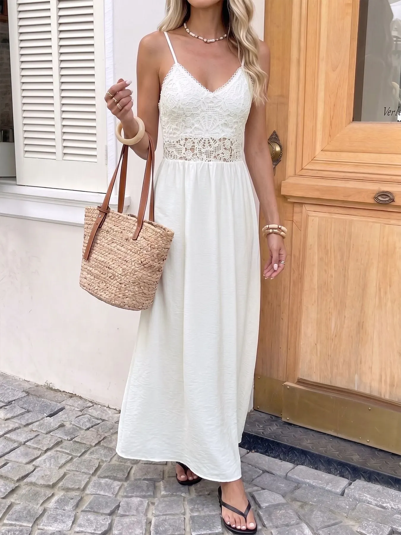 Lace V-Neck Flowy Maxi Dress 4