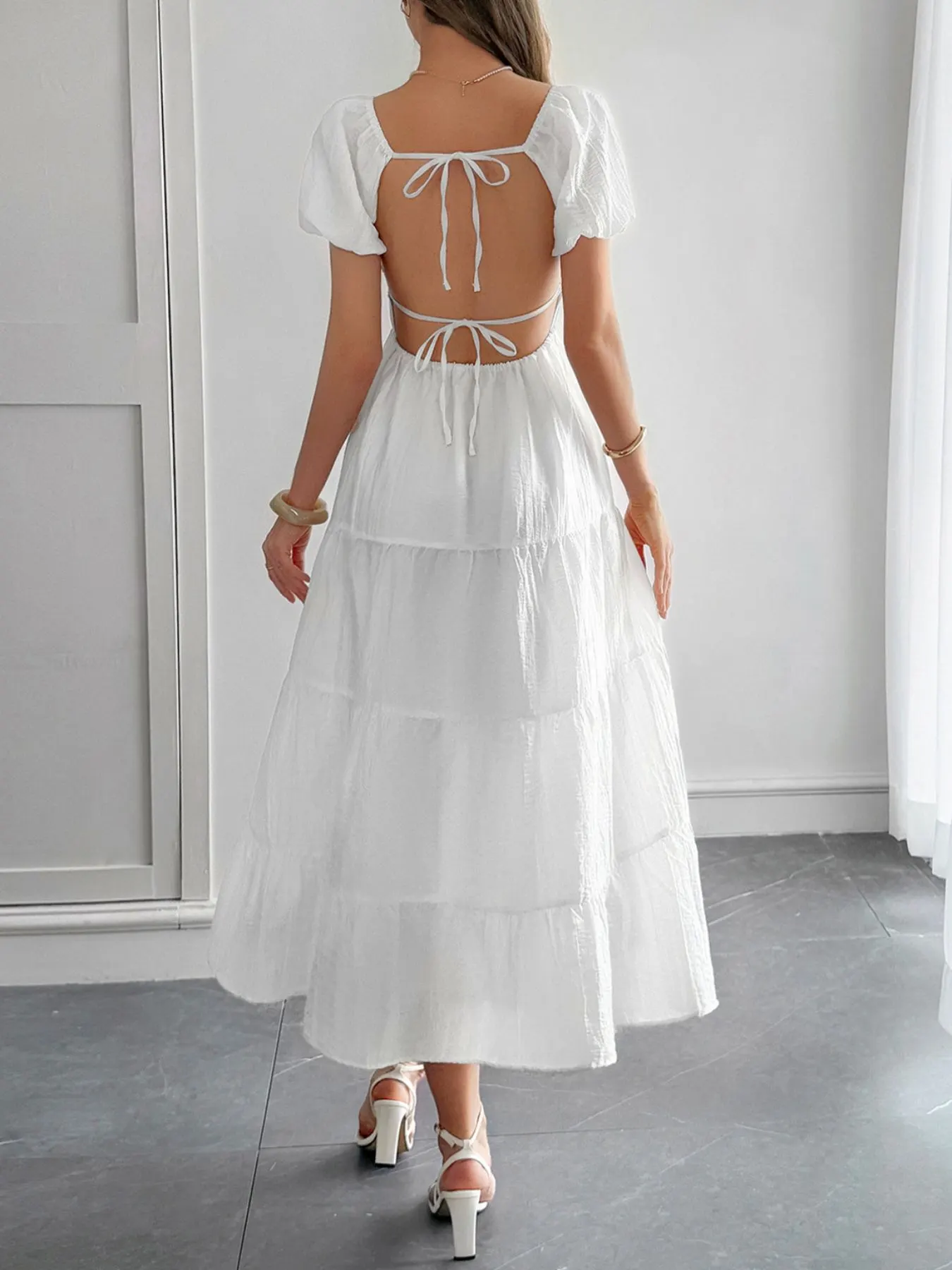 V-Neck Short Sleeve Midi Dress 4