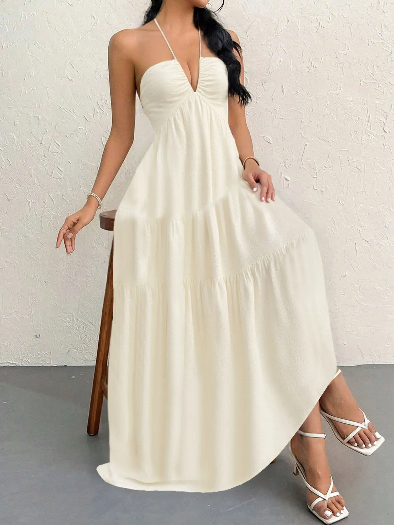 Halter Neck Tiered Maxi Dress 3
