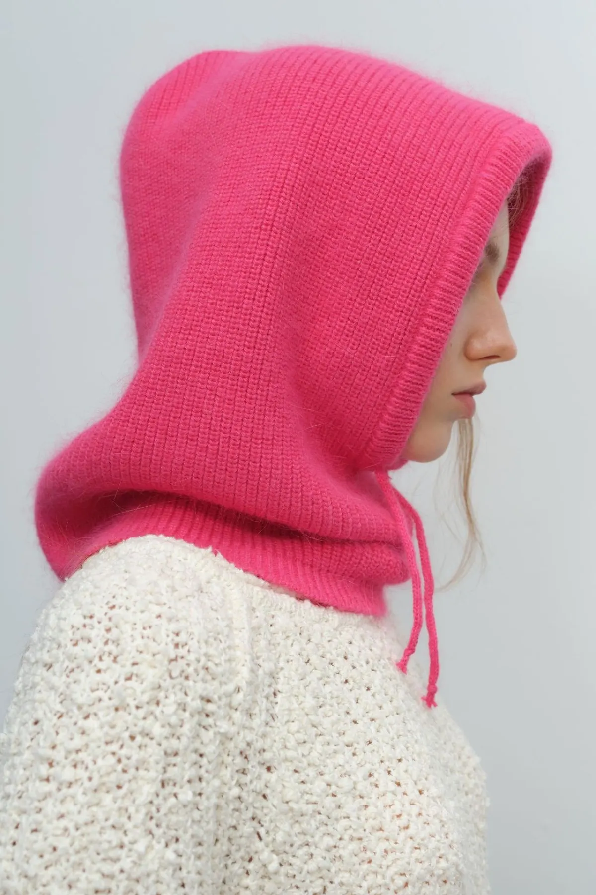 Drawstring Solid Color Thermal Knit Hat 4