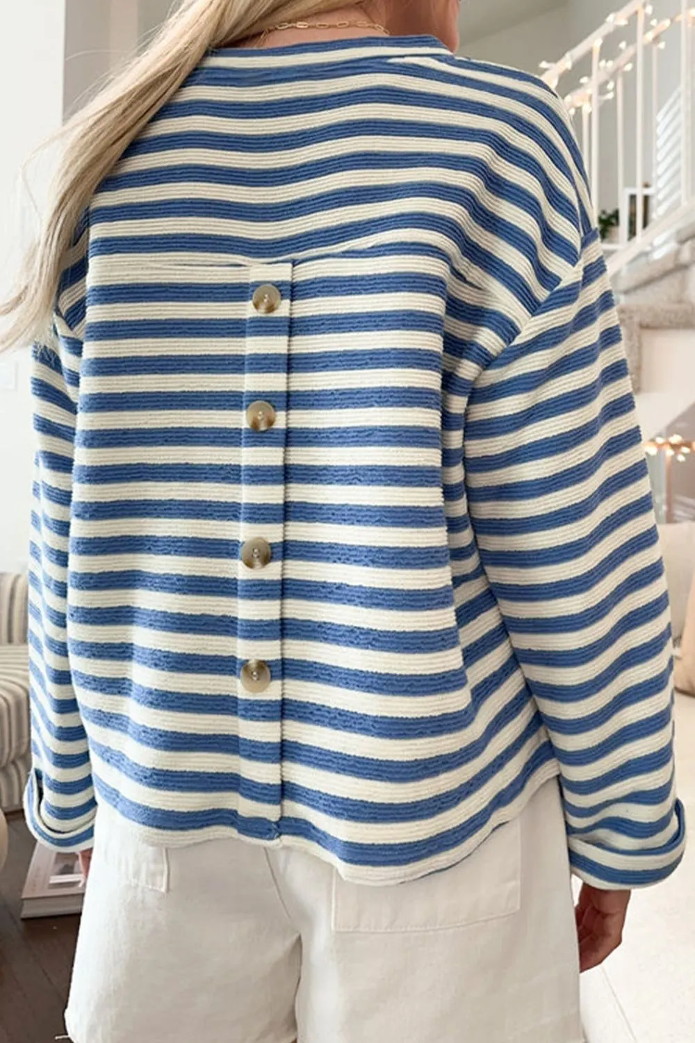 Stripe Chest Pocket Notched Top 4
