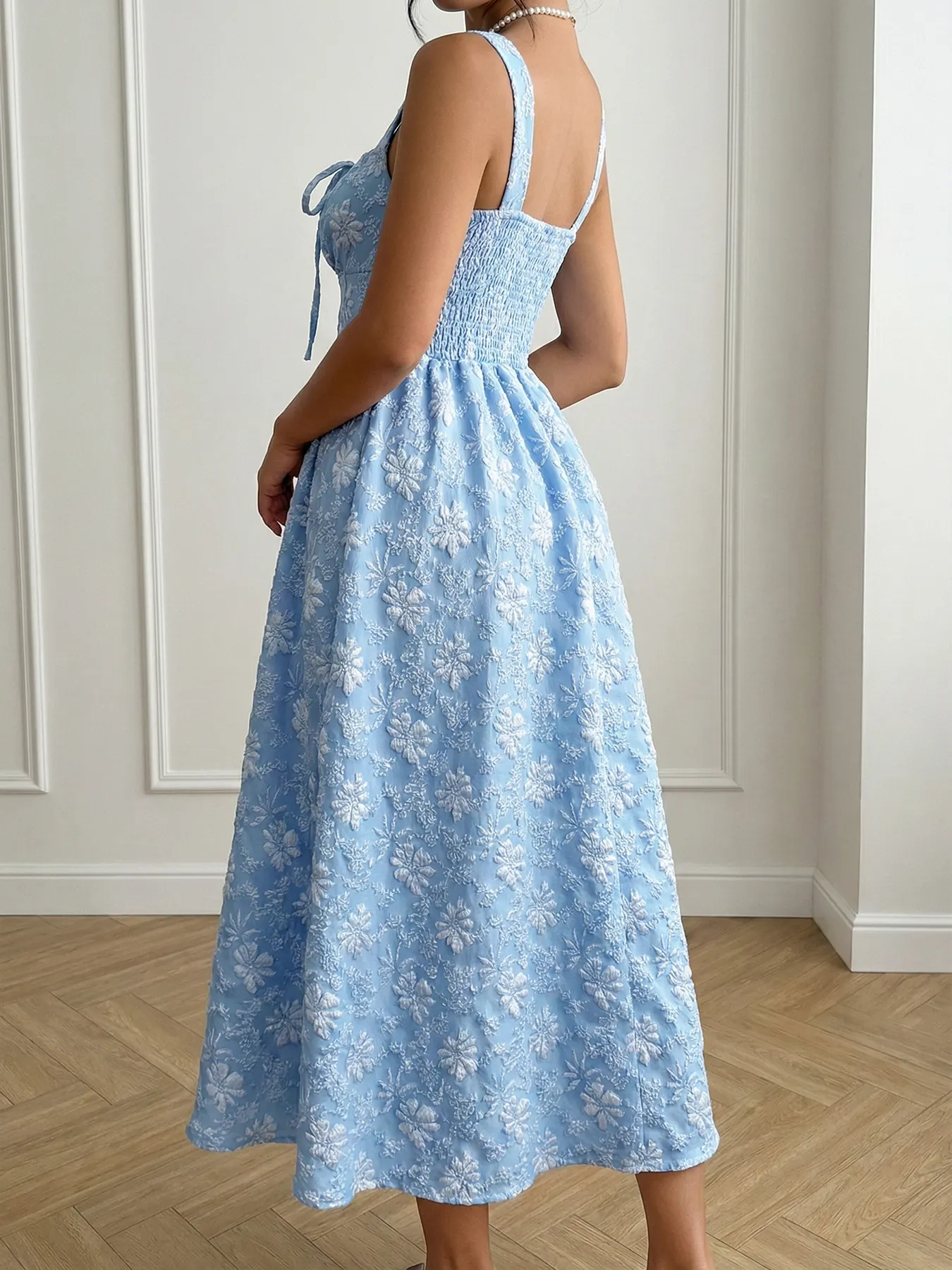 Floral Tie-Front A-Line Midi Dress 5