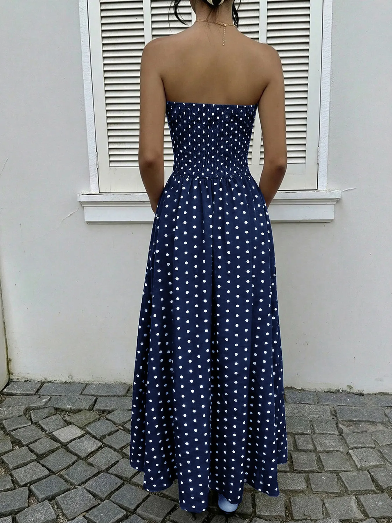 Polka Dot Tube A-Line Dress 5