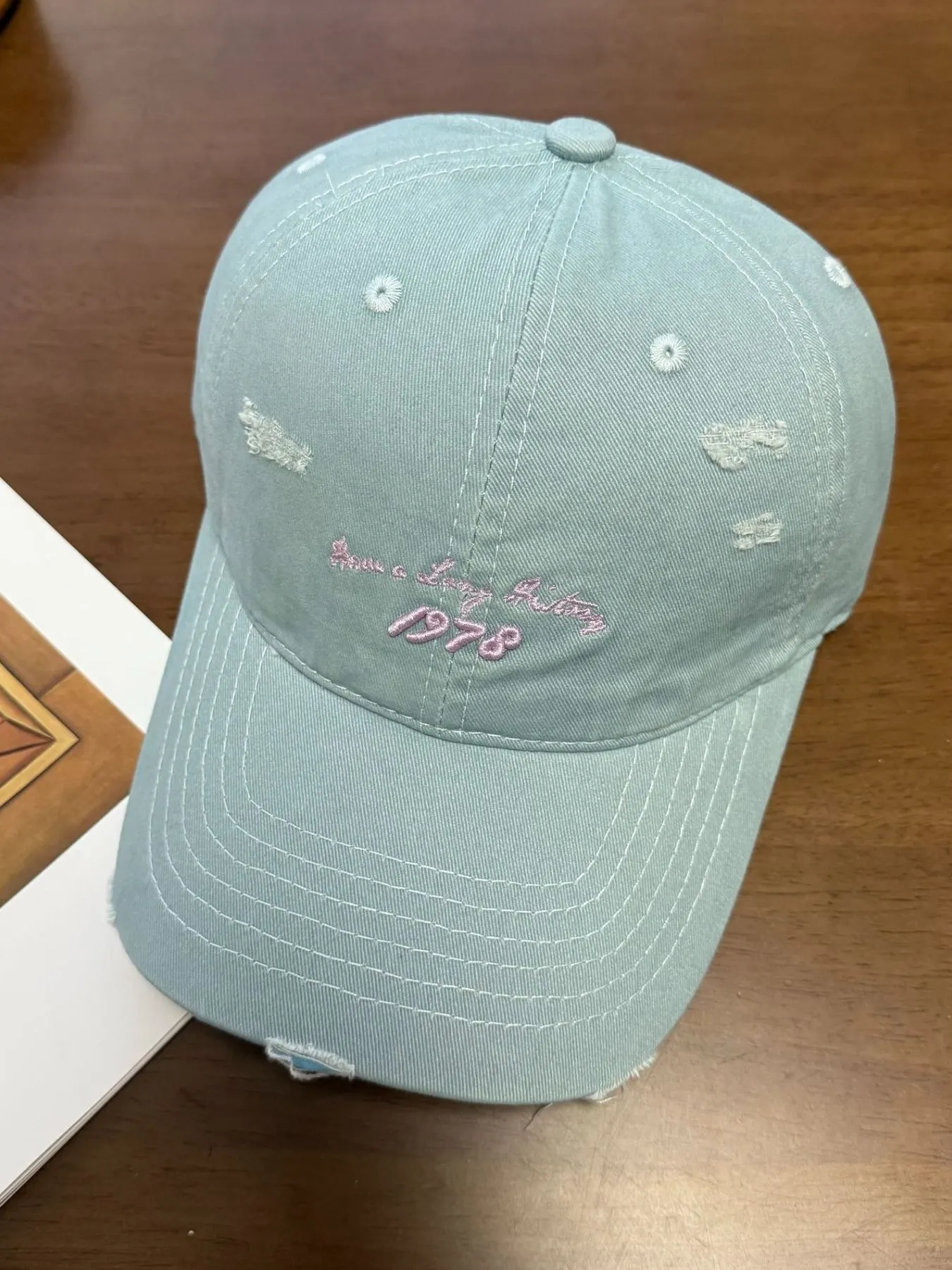 Embroidered Distressed Baseball Cap 5