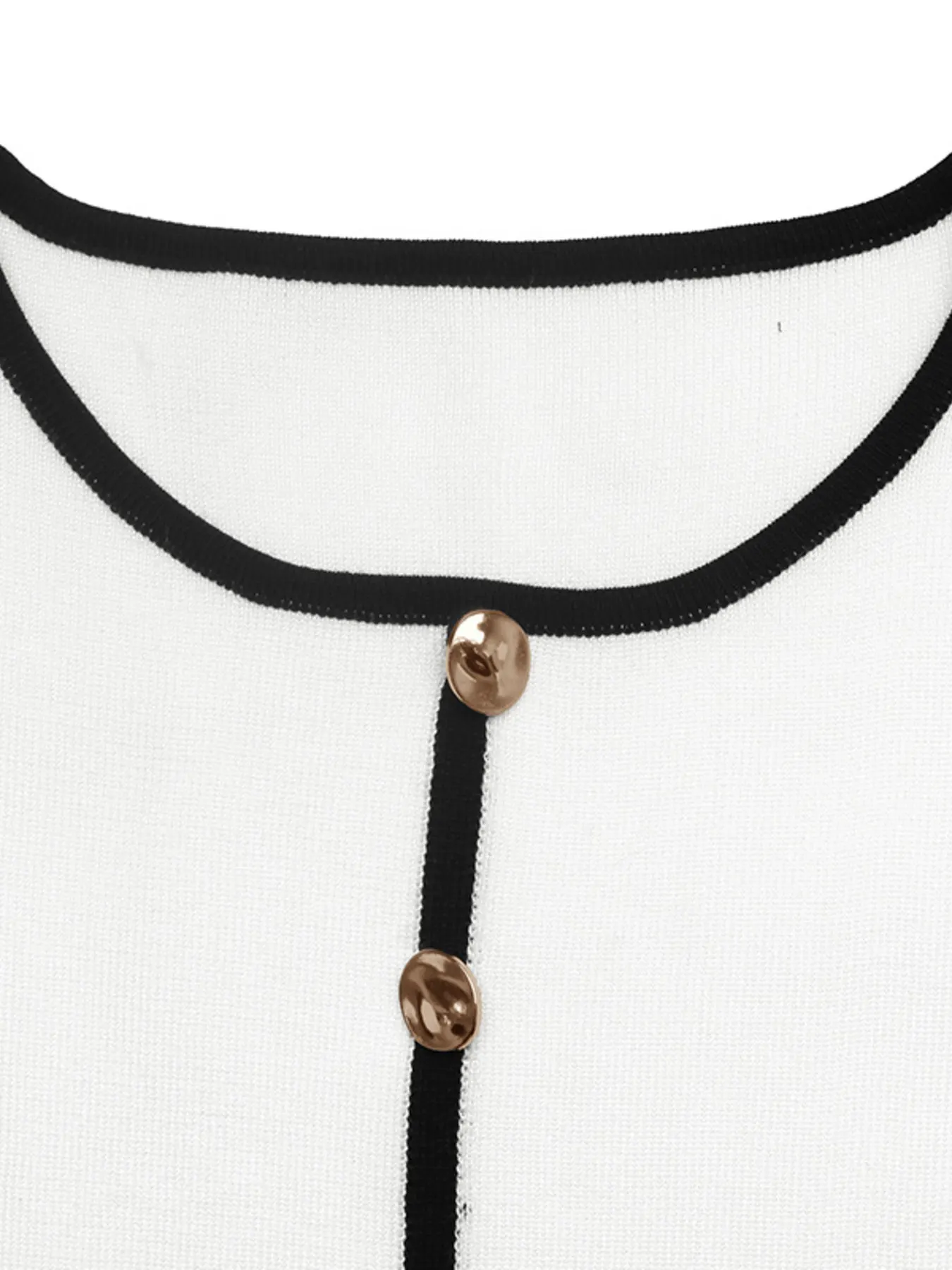 Contrast Trim Button Decor Knit Top 7