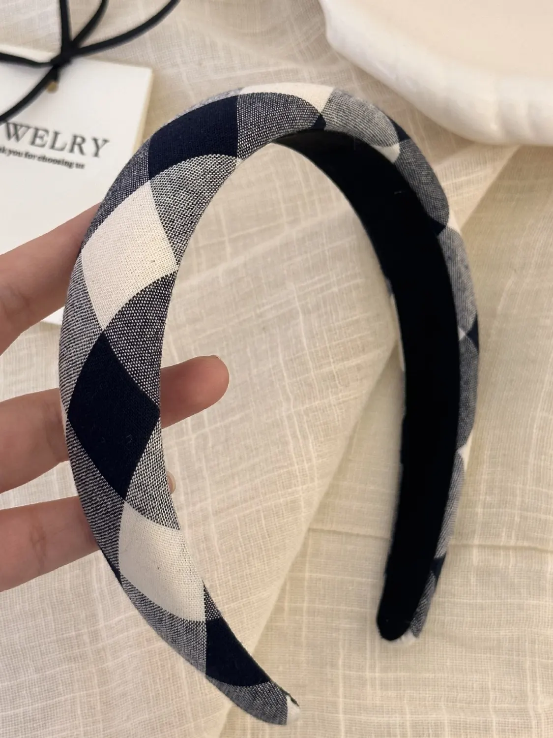 Polyester Plaid Wide Headband 2